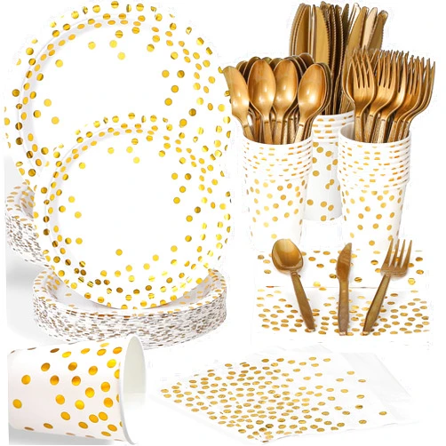 Birthdayparties 175 Pieces Disposable Plates,Paper Plates for Party, Dinnerware Set includes 9