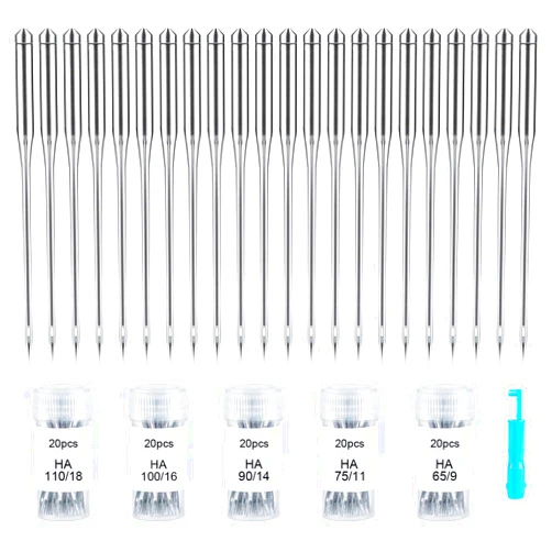 ilauke 100 PCS Sewing Machine Needles Universal Regular Point Needles for Singer Brother, Assorted Sizes HAX1 65/9, 75/11, 90/14, 100/16, 110/18 (Durable,Universal)