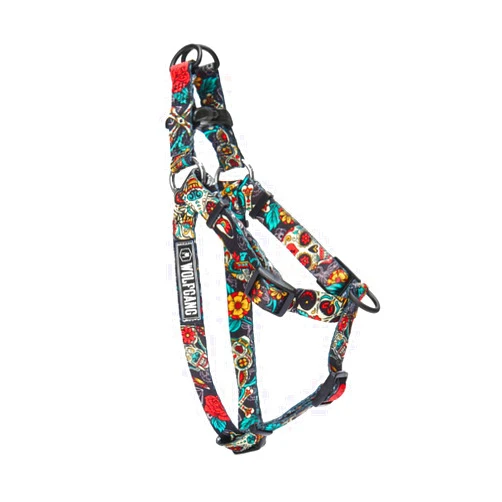 Wolfgang Man & Beast Wolfgang Premium No-Pull Dog Harness for Small Medium Large Dogs, Made in USA, LosMuertos Print, Small (5/8 Inch x 12-18 Inch)