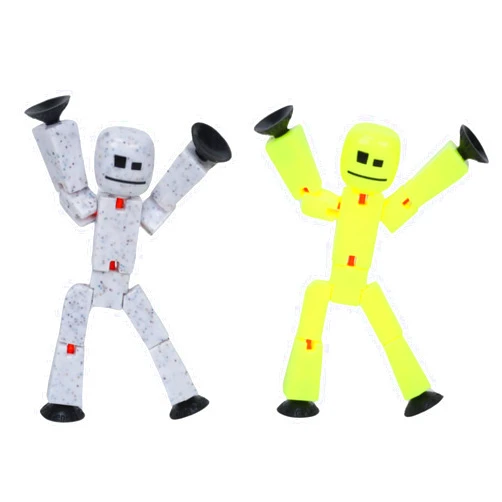 Zing StikBot Dual Pack - Includes 2 StikBots - Collectible Action Figures, Stop Motion Animation, Ages 4 and Up ((Yellow Highlighter + Cream & Cookies))