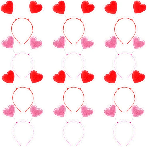 Sonarun 12 Pack Valentine's Day Heart Shaped Sequins Headband Valentine's Day Head tiara for Valentine's Day Holiday Wedding Birthday Party Favor Costume Accessories Photo Props