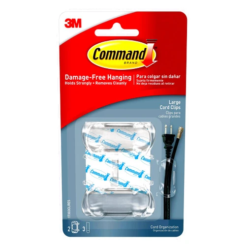 Command Large Cord Clips, Organize Damage-Free, 4-Packs, 8-Clips Total