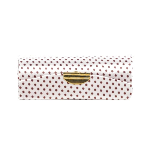 Motique Accessories Small Polka Dot Ladies Lipstick Case With Mirror Purse Holder Champagne