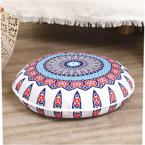 LOVMOC 32 inches Meditation Floor Cushion for Adults, Round Large Thick Floor Pillow, Memory Foam Filling, Floral
