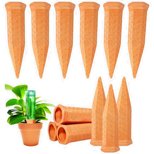Fosiweelo Plant Watering Spikes 12 Pack,Terracotta Plant Watering Spikes Wine Bottle Automatic Plant Waterer for Watering Indoor and Outdoor Plants While on Vacation - Plant Perfect Self-Watering Device