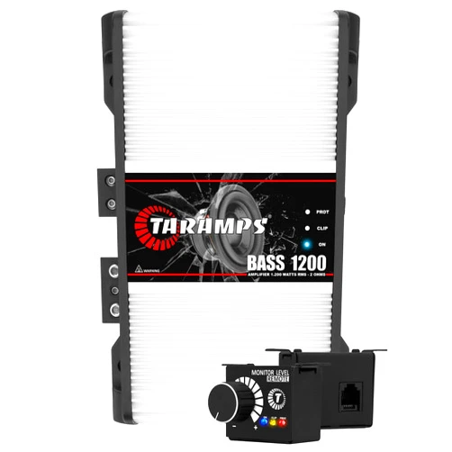 Taramp's Taramps BASS 1200 2 Ohms 1 Channel Mosfet Amplifier 1200 Watts RMS, Monoblock, Crossover, Bass Boost, RCA/High Level Input, Class D, Car Audio, Monitor Level Remote Included, Great for Subwoofers