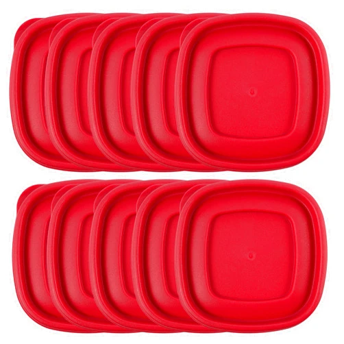 MRX Solutions Replacement Lids for Rubbermaid Food Storage Containers - Fits 1.25-Cup and 2-Cup Sizes, BPA-Free & Leak-Resistant (10-Pack) (Red)