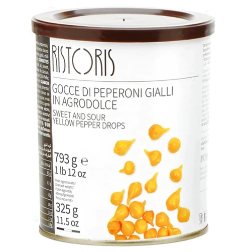 Ristoris Sweet and Sour Yellow Pepper Drops | Gourmet Food Toppings, Decoration, Aperitiser | Net Wt. 793g / 1 lb 12 oz