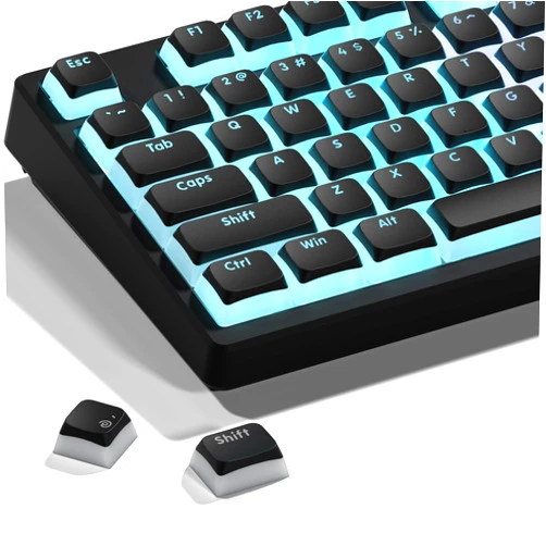 OHY XVX XDA Profile Pudding Keycaps - 117-Key Translucent Shine-Through PBT Keycaps Set, Onyx Black Key caps for 61/68/84/87/104 Mechanical Keyboards (Compatible with Cherry MX/Gateron Switches)