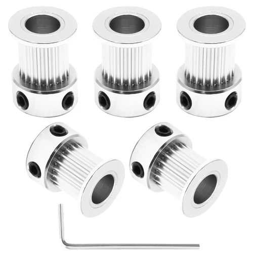 PHITUODA 5pcs GT2 Pulley 20 Teeth 8mm Bore Fit 10mm Belt Width, Aluminum Timing Pulley Wheel Synchronous Wheels Gear Part for 3D Printer