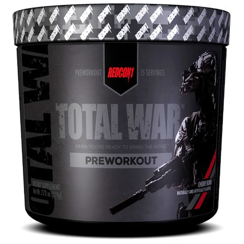 REDCON1 Total War Pre Workout Powder - Endurance, Alertness, Pump Boosting Citrulline Malate & Beta Alanine - Fast Acting, Caffeinated Preworkout for Men & Women (Cherry Bomb, 15 Servings)