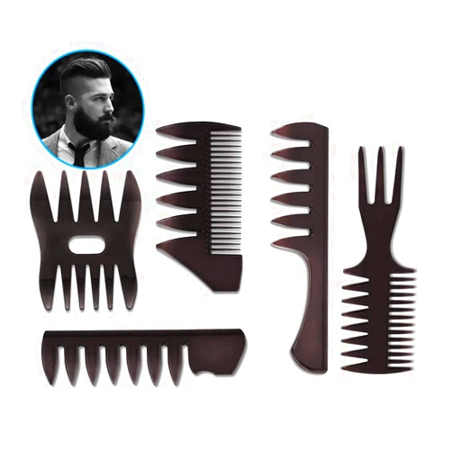 HUPOO 5 Pcs Professional Styling Comb Set, Styling Combs, Wide Tooth Hair Comb, Double Sided Hair Combs, Shaping & Teasing Wet Comb Tools Anti Static Hair Comb for Men Boys
