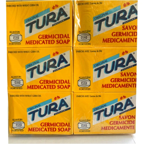 Generic Tura Original Germicidal Medicated Soap (Savon Germicide Medicamente) Enriched with Allantoin and Wheat Germ Oil Pack of 6 bars