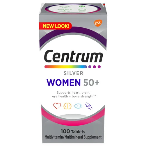 Centrum Silver Women's Multivitamin for Women 50 Plus, Multivitamin/Multimineral Supplement with Vitamin D3, B Vitamins, Non-GMO Ingredients, Supports Memory and Cognition in Older Adults - 100 Ct