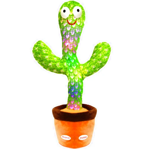 Pbooo Dancing Cactus, Talking Cactus Toy Mimics Back with 120 Songs, Singing Spike The Cactus Toddler Tummy Time, Baby Cactus Toy Mimic with Led Voice Recorder Musical Toys