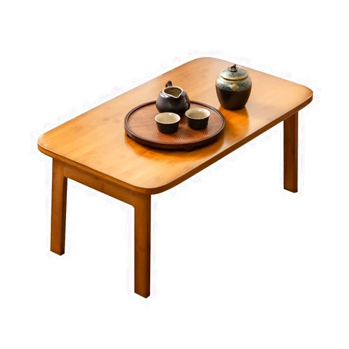 ICOMPY Low Tea Table Center Table, Folding Tea Table, Folding Center Table, Foldable, Fashionable, Convenient Storage, Natural Bamboo Living Room Table (Corners)