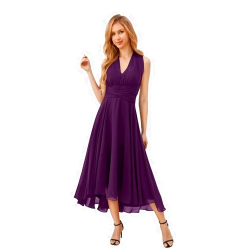 DREAMIND Convertible Mother of The Bride Dresses Chiffon Tea Length Infinity Bridesmaid Dress for Wedding