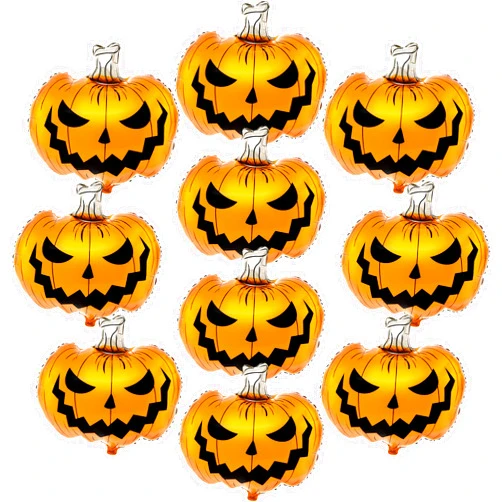KatchOn, Scary Halloween Pumpkin Balloons - 25 Inch, Pack of 10 | Pumpkin Foil Balloons for Pumpkin Halloween Decorations | Halloween Foil Balloons | Halloween Balloons for Halloween Party Decorations