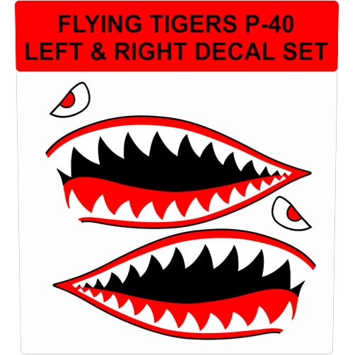 Sewawe Stickers Decals Funny Flying Tigers Shark Teeth P-40 Warhawk WW2 Vinyl Decal Stickers 2