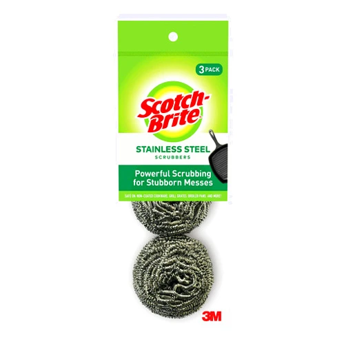 Scotch-Brite Stainless Steel Scrubber, Dish Scrubbers for Cleaning Kitchen and Household, Dishes, 3