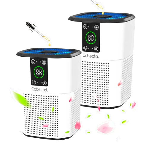 Cobectal 2 Pack Air Purifier for Home Bedroom, Cobectal Room Air Cleaner with H13 True HEPA 3-in-1 Filter, Aroma Function & Sleep Mode, Desktop Small Air Purifier for Office, Dorm, Hotel, RVs (White)