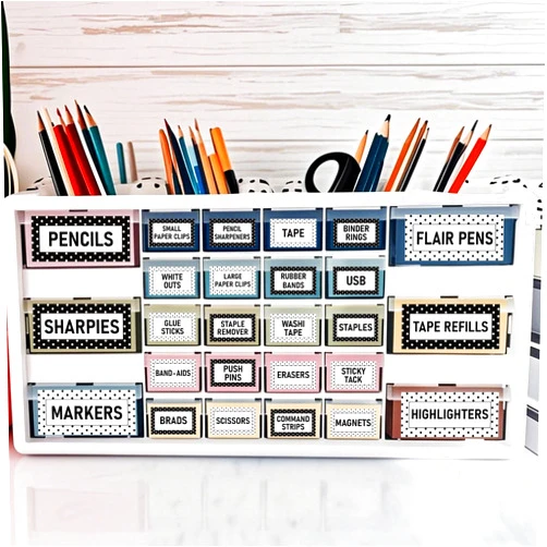 Gisgfim 54Pcs Teacher Toolbox Labels Classroom Decoration Self-Adhesive Polka Dot Toolbox Sticker Black White Tool Box Storage Decal Black White Dot Organizer Container Decor for Back to School Teacher Supply