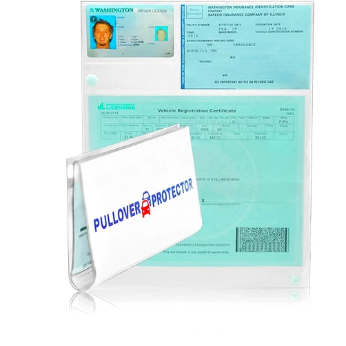 HYAKDesigns Pullover Protector |Glovebox Document Holder for Traffic Stops | Clear Waterproof Insurance and Registration Wallet - Folds Down to 4' x 9' with Snaps- Made in USA