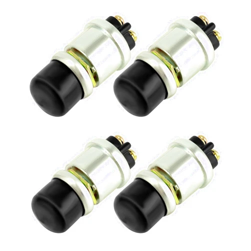 QWORK Engine Start Push Button Switch, 4 Pcs 12V 50A Momentary Start Switch for Car Truck Boat, Black Cap