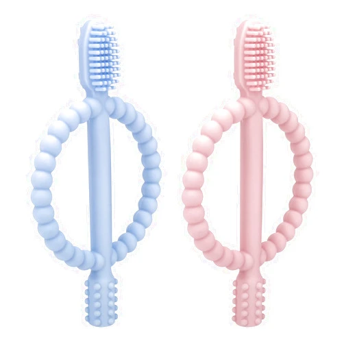 MISSLILI Baby Teething Toys with Easy-Hold Handle, Silicone Infant Toothbrush, Textured On Both Sides Helps Massage, Soothe Sore Gums, Teething Toys for Babies 0-6 Months, 6-12 Months