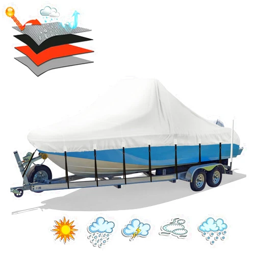 Solim Center Console Boat Cover, 20'-22' Waterproof 900D PU Heavy Duty Marine Grade Boat Cover for Center Console Boat, Trailerable UV Resistant Oxford Polyester Canvas with 18 Tie Down Straps, Gray