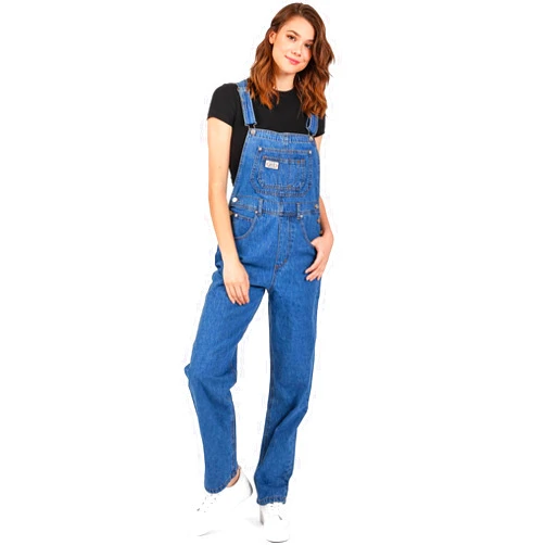 Lana Roux Womens Relaxed Fit Corduroy/Jean Oversize Boyfriend Denim Overalls