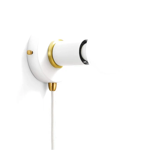 BRIGHTTIA Plug-in Simple Ring Wall Sconce - White/Gold - Portable Wall Lamp with 15Ft Cord & Plug for Rental Apartments - Versatile Lighting - No Wiring Needed (BW0005-1WGP)