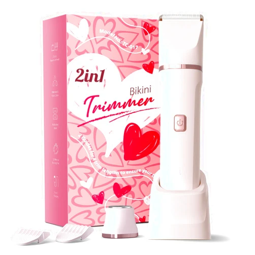 Risina Bikini Trimmer for Women - Painless Electric Razors for Silk Skin,Cordless Body Shaver for Trip,Replaceable Lady Facial Razor, IPX7 Waterproof&Easy Cleaning, Ceramic Blade, USB Charge Dock Pink