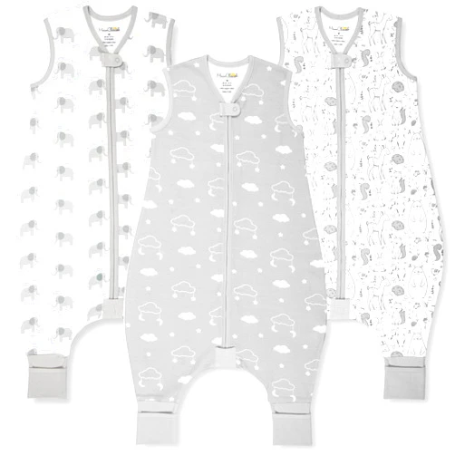 Mama Cheetah Toddler Sleep Sack with Feet 2T, 0.5 TOG Organic Cotton Baby Wearable Blankets with Legs, Baby Sleeping Bag for Walkers, Early Walker Medium, 3-Pack