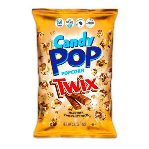 Snack Pop Twix Candy Coated Popcorn,Made with Real Twix Candy,Drizzled with Chocolate and Caramel,NON-GMO,5.25oz