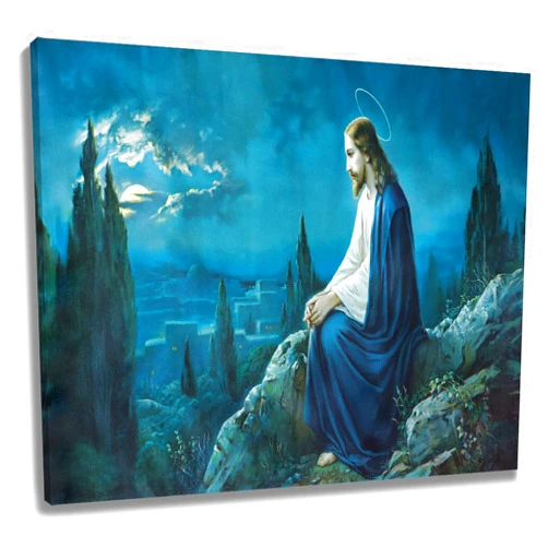 LB Jesus Prays in Gethsemane Wall Art Religious Christ Praying in Garden Canvas Print Christian Picture Poster Painting for Bathroom Bedroom Living Room Wall Decor,12x16 Inch