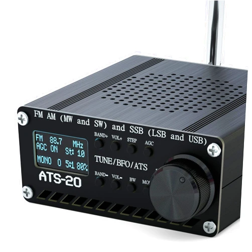 Bulipu SI4732 All Band Full Frequency Radio Receiver, FM AM (MW and SW) SSB (LSB and USB) with Speaker, Antenna, Battery, Black