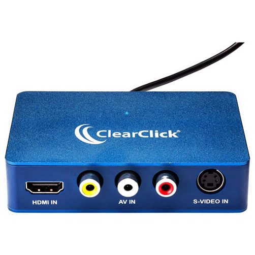 ClearClick Video to USB 1080P Audio Video Capture & Live Streaming Device - Input HDMI, AV, RCA, S-Video, VCR, VHS, Camcorder, Video8, Hi8, DVD, Gaming Systems - USB-C Plug & Play