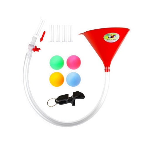 Party Like Sophia Beer Bong Funnel with Valve, 4 Beer Pong Balls, 5 mouthpieces, Shotgun Keychain Tool Bottle Opener, Extra Long 2.5 feet (30 inch) Kink Free Tube - Premium Funnel for Beer Drinking Games, College Party