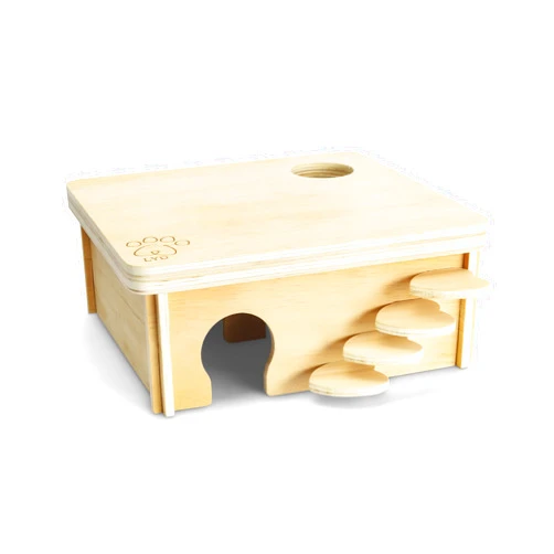 L Y D LYD Multi Chamber Wooden Hamster, Syrian, mice, Gerbils or Other Small Animal hideouts Maze and Tunnel with a Ladder and a Removable lid Hamster Hide Home cage Hideout