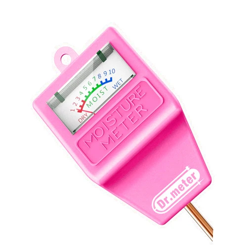 Dr.meter Soil Moisture Meter Tester for Plants, Hygrometer Moisture Sensor for Houseplants Indoor Outdoor Garden Lawn Use - Plant Water Meter Gauge Test Kit, No Battery Needed - Gardening Gifts, Pink