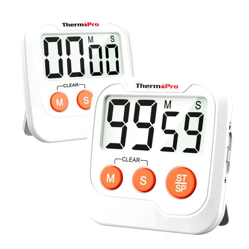 ThermoPro TM03 Digital Timer for Kids & Teachers, Kitchen Timers for Cooking with 2-Level Alarm Volume, Countdown Timer Stopwatch for Classroom Supplies, Exercise, Baking, Playtime or Work, 2-Pack