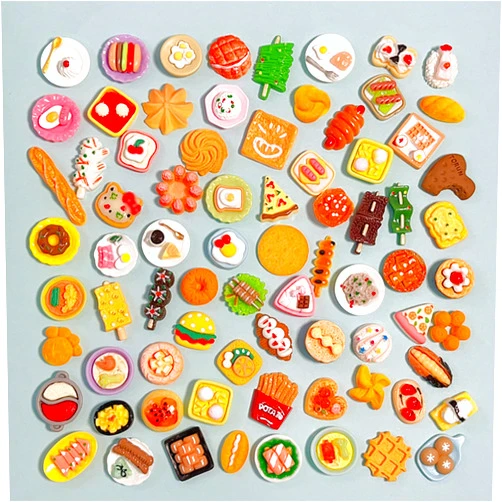 Thildani 50Pcs Mini Food Toys Miniatures Stuff Doll House Accessories Mini Kitchen Pretend Play Cooking Hamburger Ice Cream Cake Bread 1/12 Doll House