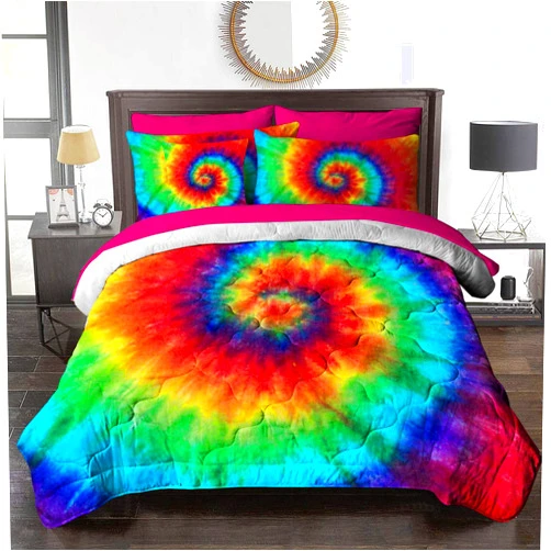 BlessLiving 8 Piece Boho Bed in A Bag Queen Size Complete Set - Rainbow Tie Dye Comforter Set with Sheets - 1 Comforter, 2 Pillow Shams, 1 Flat Sheet, 1 Fitted Sheet, 1 Cushion Cover, 2 Pillowcases