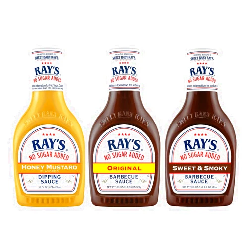Sweet Baby Ray's No Sugar BBQ Sauce Set - Honey Mustard 16Oz, Original 18Oz and Sweet & Smoky 18Ooz, Pack of 3 for Flavorful Grilling and Culinary Adventures Galore (Variety Pack)