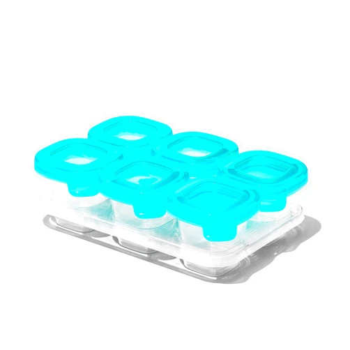 OXO Tot Silicone Baby Food Storage Containers, Teal, Set of Six 2oz Containers