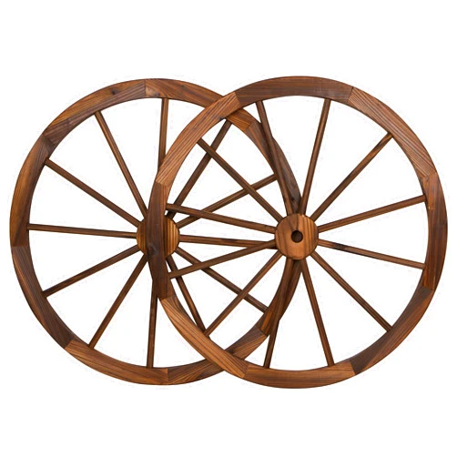 Trademark Innovations Decorative Vintage Wood Garden Wagon Wheel with Steel Rim - 31.5