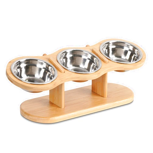 CILXGQLN Elevated Cat Bowls Raised Cat Food Bowls, 15° Tilted Pet Bowls for Cats Puppy Small Dogs, Raised Dog Bowl Stand Feeder Adjustable Dog Cat Food Water Bowls Stand with 3 Stainless Steel Bowls