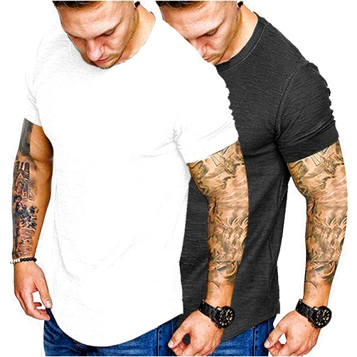 COOFANDY Men Muscle Workout T Shirt Gym Bodybuilding Active Short Sleeve Tee Top Black