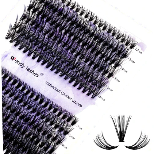 WENDY LASHES Individual Cluster Lashes 30D/40D Mixed Natural Eyelash Clusters C/D Curl 0.07mm Matte Black Soft 12-16mm Mink DIY Individual Eyelashes Cluster Lashes Extension(30/40D-D,12-16mm Mixed)